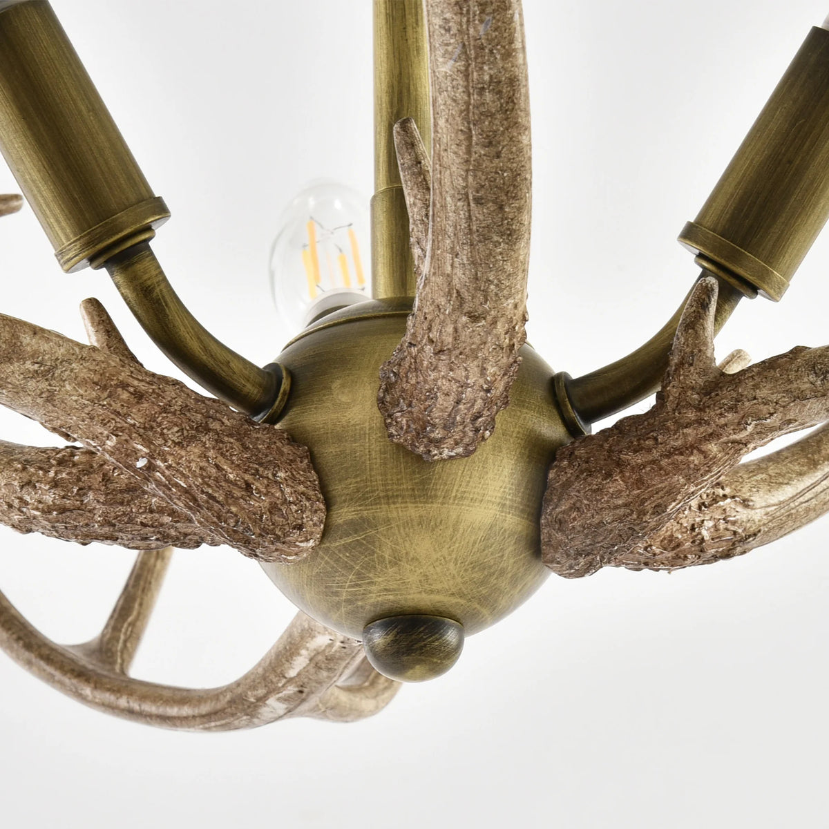 Caldwell 3-Light Antique Brass Antler Semi-Flush Mount Ceiling Light