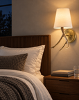 Caldwell 1-Light Antique Brass Antler Wall Sconce with Fabric Shade