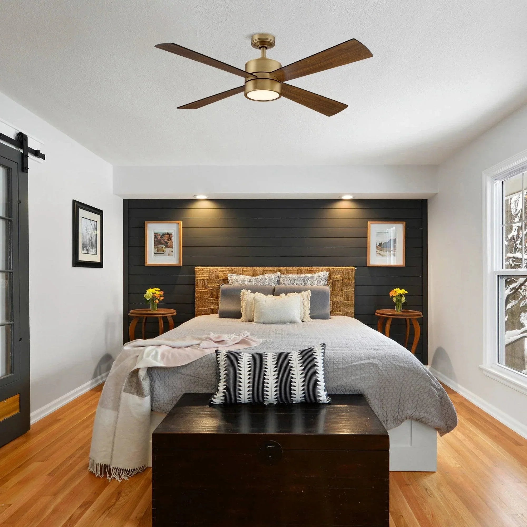 52" Bucholz Industrial Dimmable Ceiling Fan - IPLUS Lighting