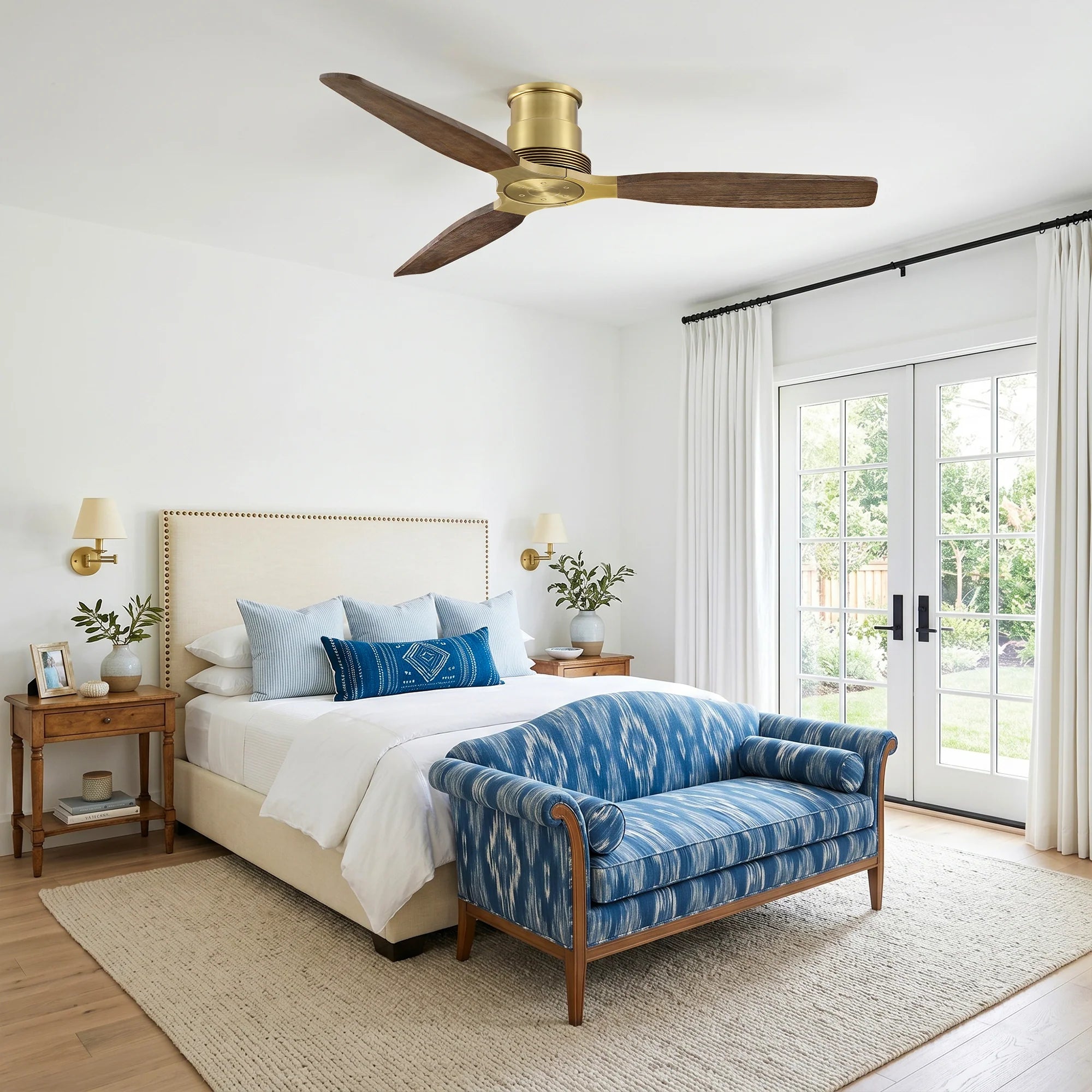 56" Arden Flush Mount Ceiling Fan and Solid Wood Blades