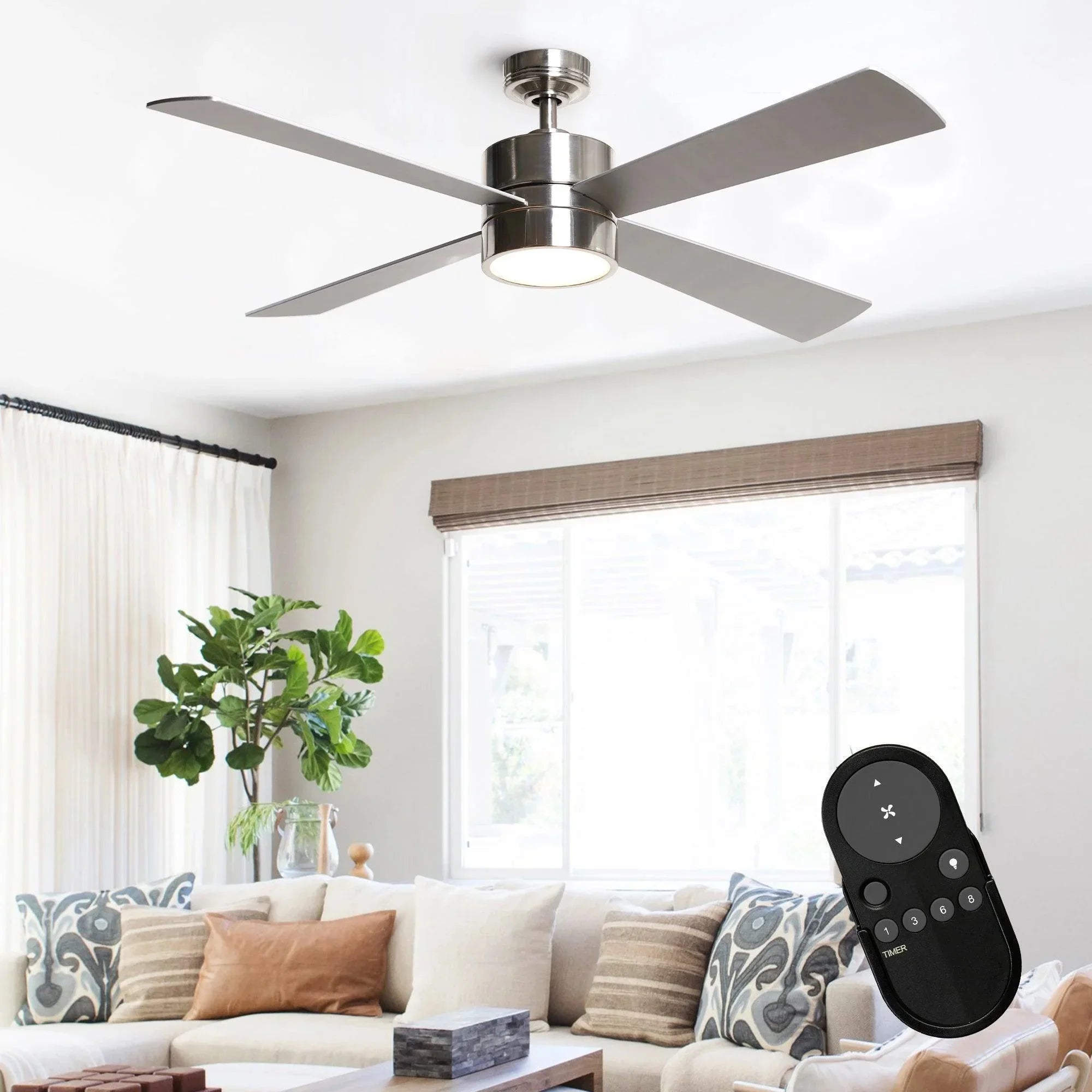 52" Bucholz Industrial Dimmable Ceiling Fan - IPLUS Lighting