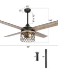 52" Mirelle Indoor Black Ceiling Fan - IPLUS Lighting