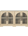 55" Aria Modern Oak Sideboard Cabinet with Arched Glass Doors