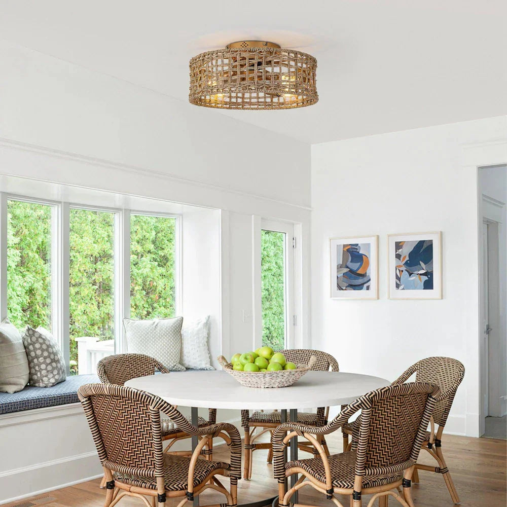 18 Inch Rattan Farmhouse Gold Ceiling Fan - IPLUS Lighting