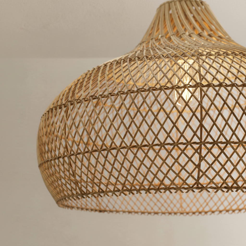 Kloe 18-Inch Elegant Handwoven Natural Rattan Flush Mount Light