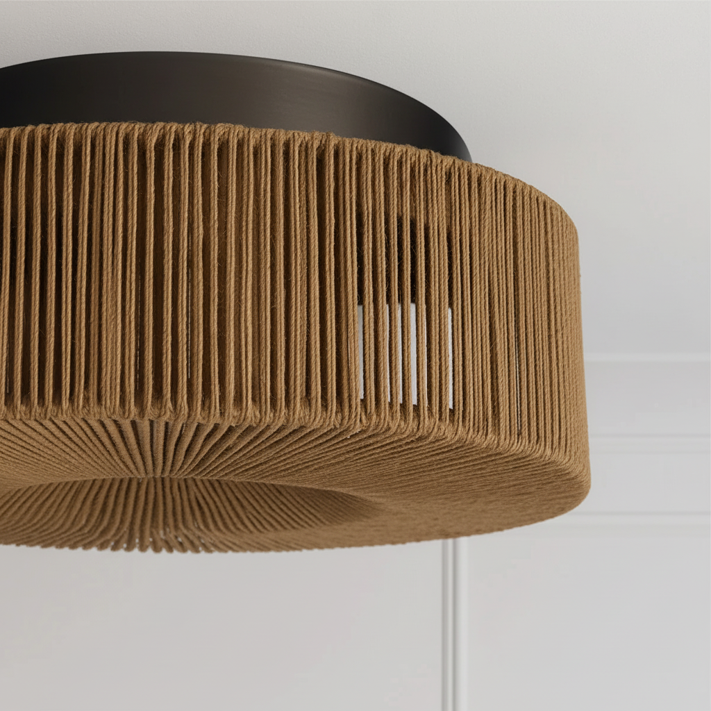 Vela 14&quot; Handwoven Jute Flush Mount Ceiling Light