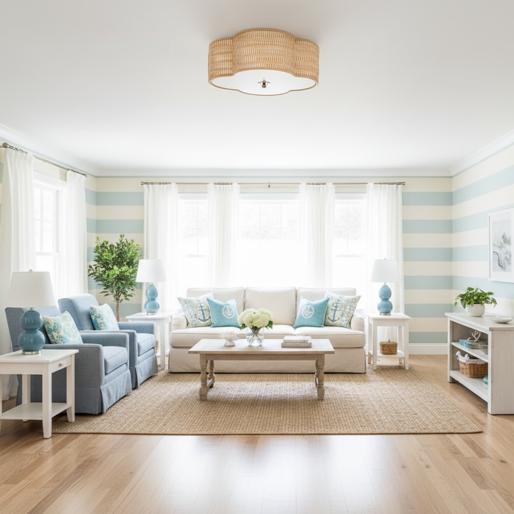 Cattleya 2-Light Handwoven Rattan Flush Mount Ceiling Light