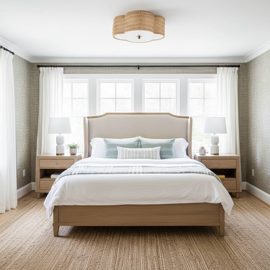 Cattleya 2-Light Handwoven Rattan Flush Mount Ceiling Light