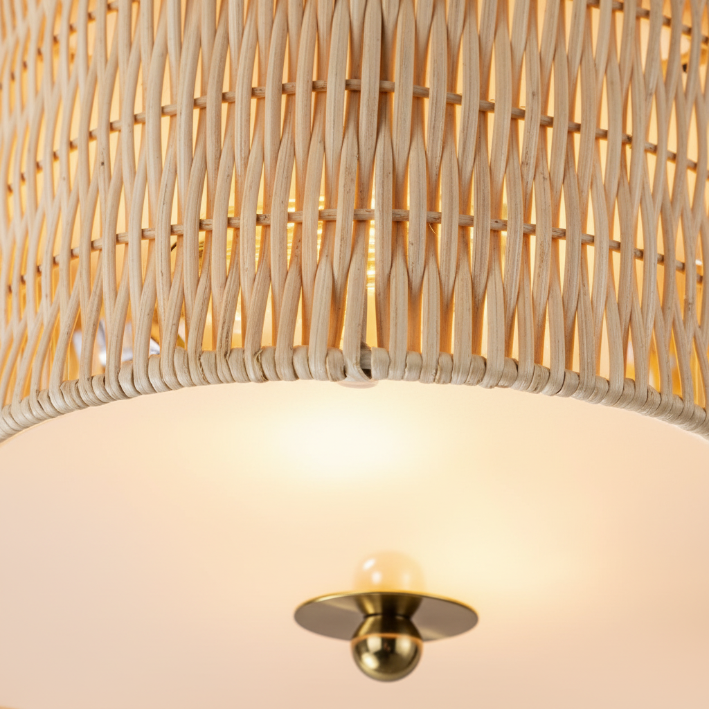 Cattleya 2-Light Handwoven Rattan Flush Mount Ceiling Light