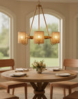 Semi-Circular 6 Light Farmhouse Rattan Chandelier - IPLUS Lighting