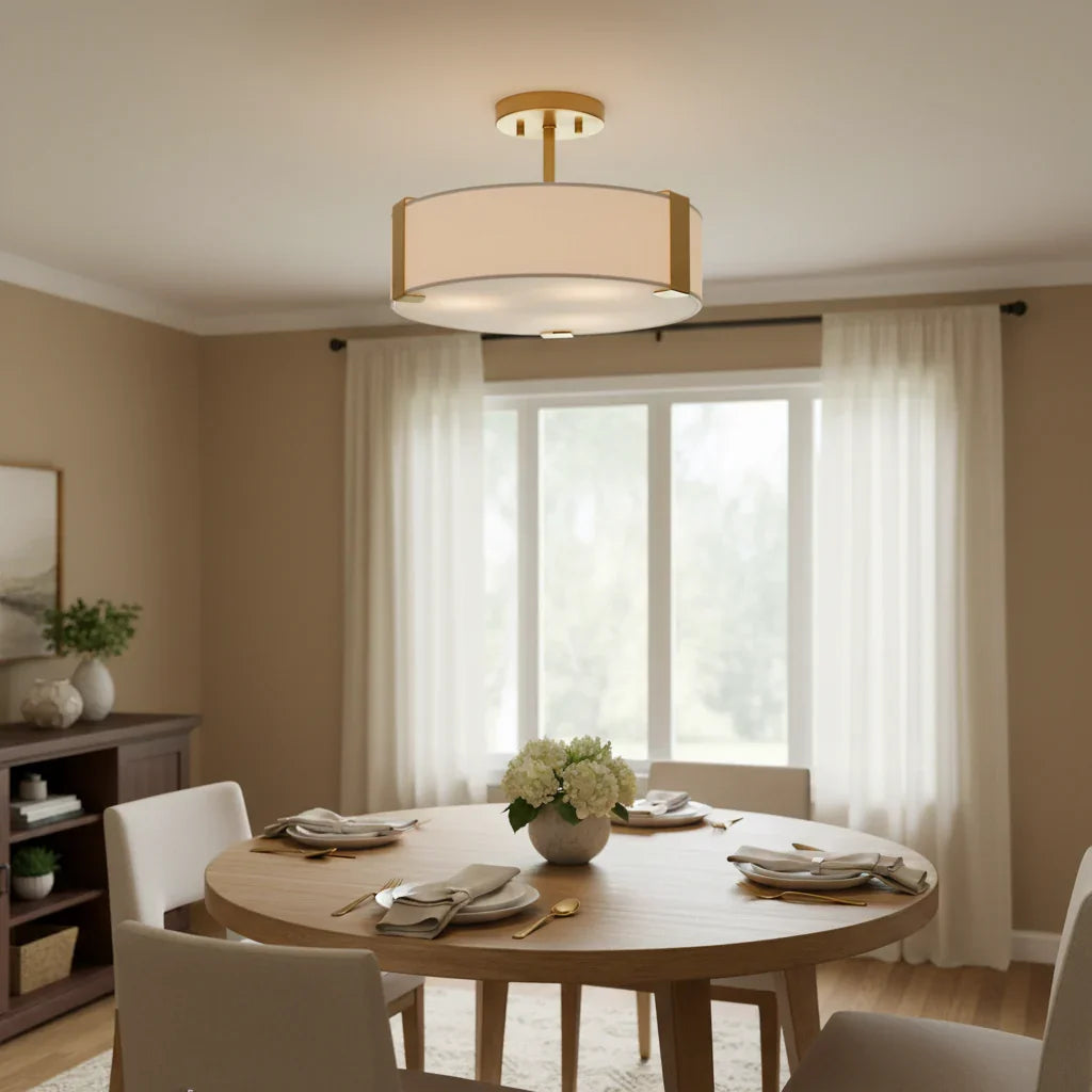 Ella 3-Light 14-Inch Electroplate Golden Semi-Flush Ceiling Light - IPLUS Lighting