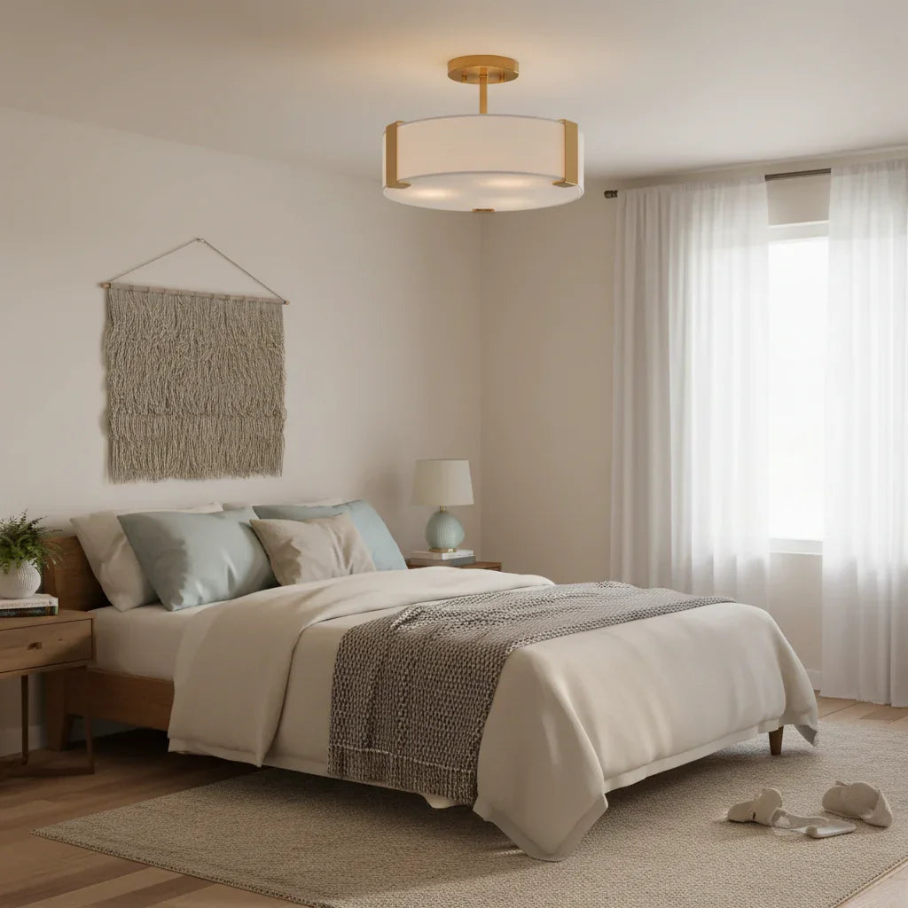 Ella 3-Light 14-Inch Electroplate Golden Semi-Flush Ceiling Light - IPLUS Lighting