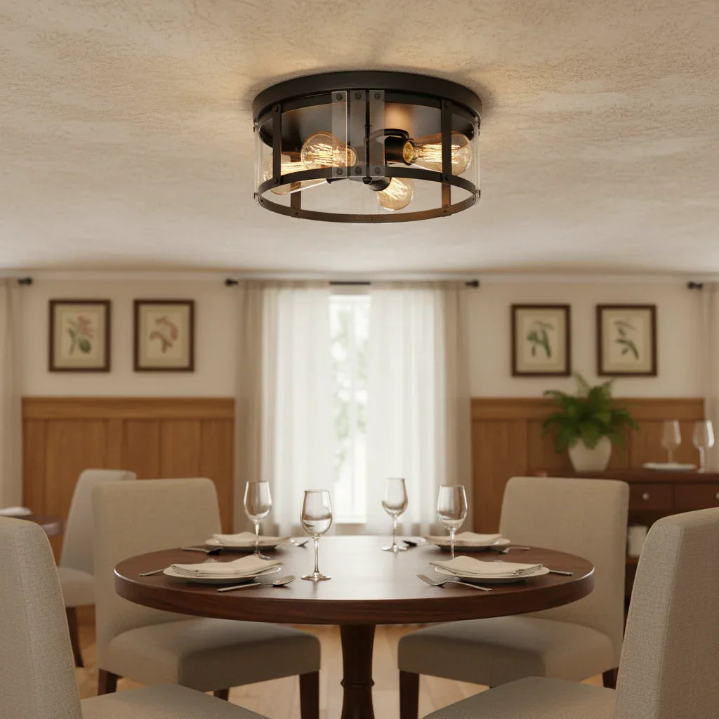 Modern Crystal 3-Light Flush Mount Ceiling Light - IPLUS Lighting