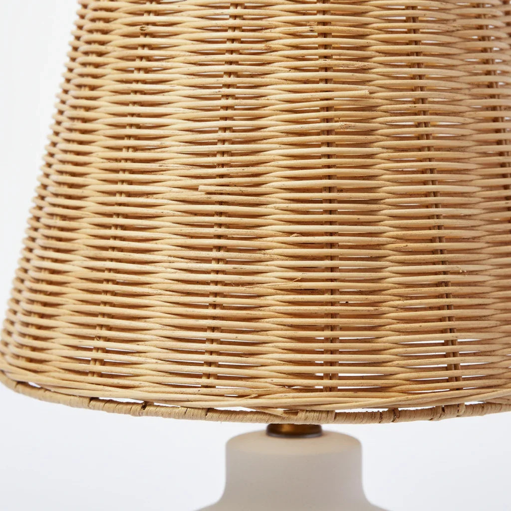 18.5 Inch Ceramic Table Lamp with Rattan Shade White - IPLUS Lighting