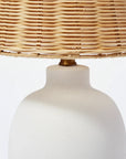 18.5 Inch Ceramic Table Lamp with Rattan Shade White - IPLUS Lighting