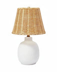 18.5 Inch Ceramic Table Lamp with Rattan Shade White - IPLUS Lighting