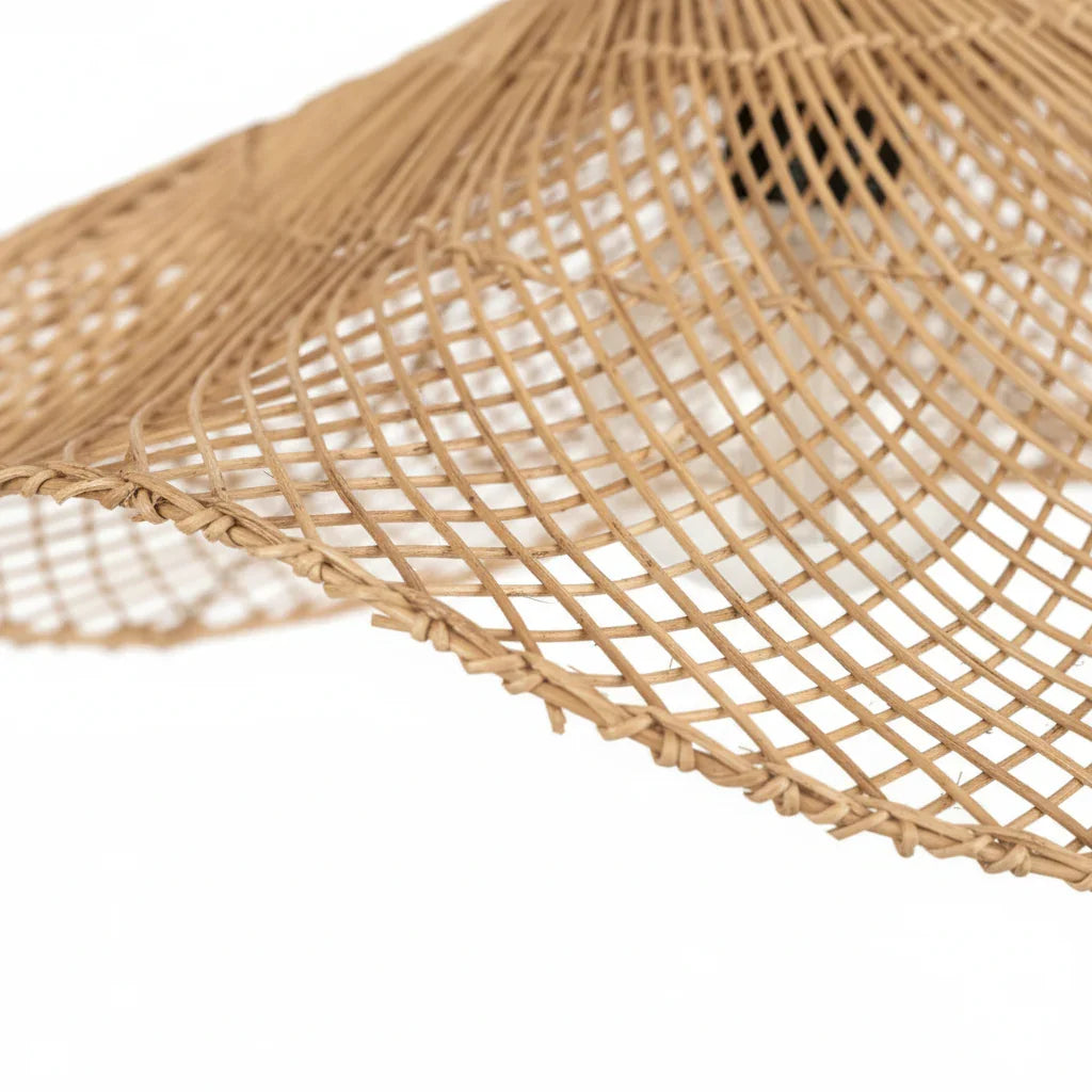 Lotus Modern Boho Handwoven Natural Rattan Pendant Light - IPLUS Lighting