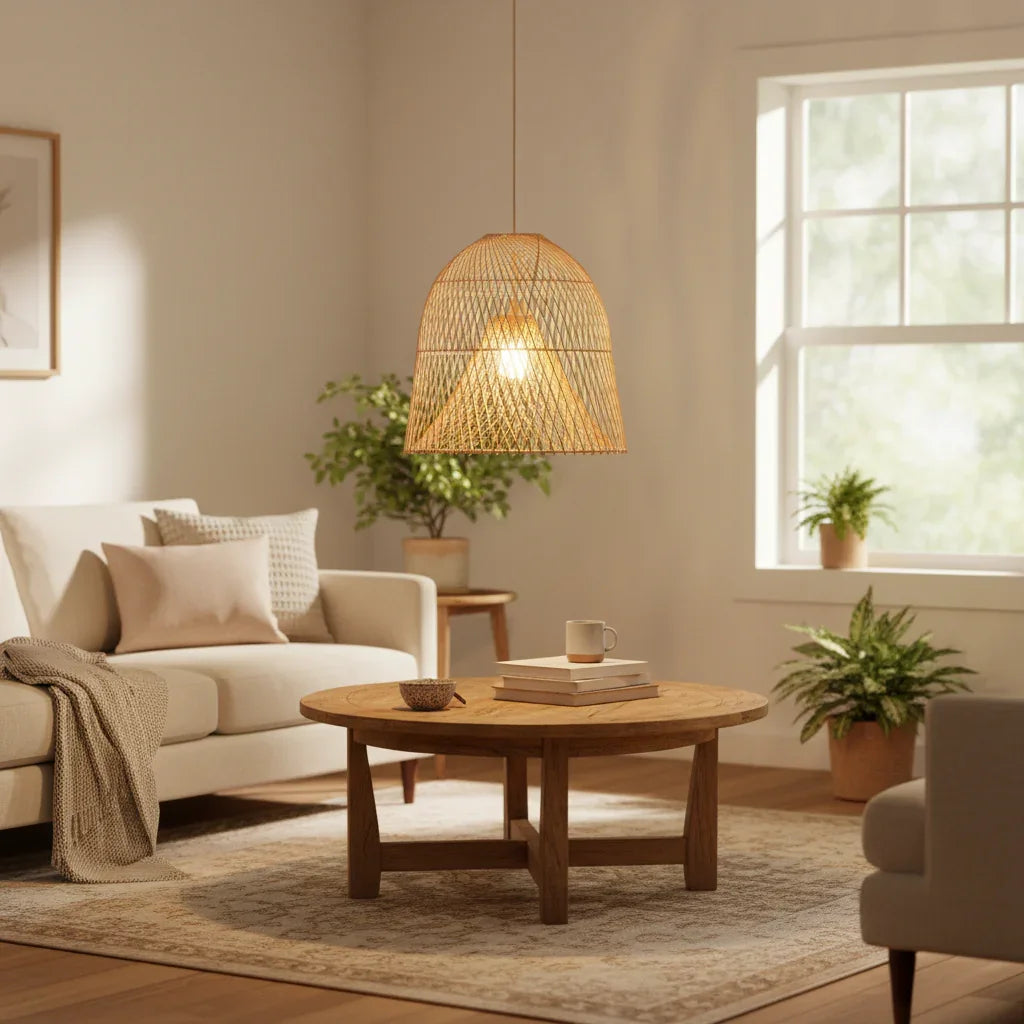 Santa Barbara Natural Rattan Pendant Light - IPLUS Lighting