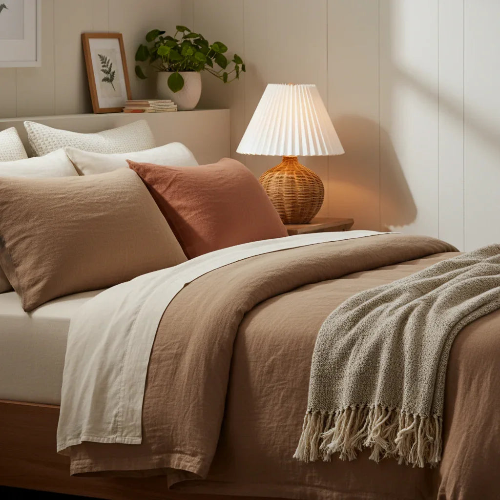 Farmhouse Brown Wicker Accent Table Lamp - IPLUS Lighting