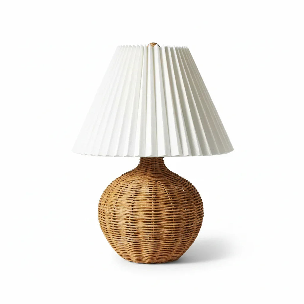 Farmhouse Brown Wicker Accent Table Lamp - IPLUS Lighting