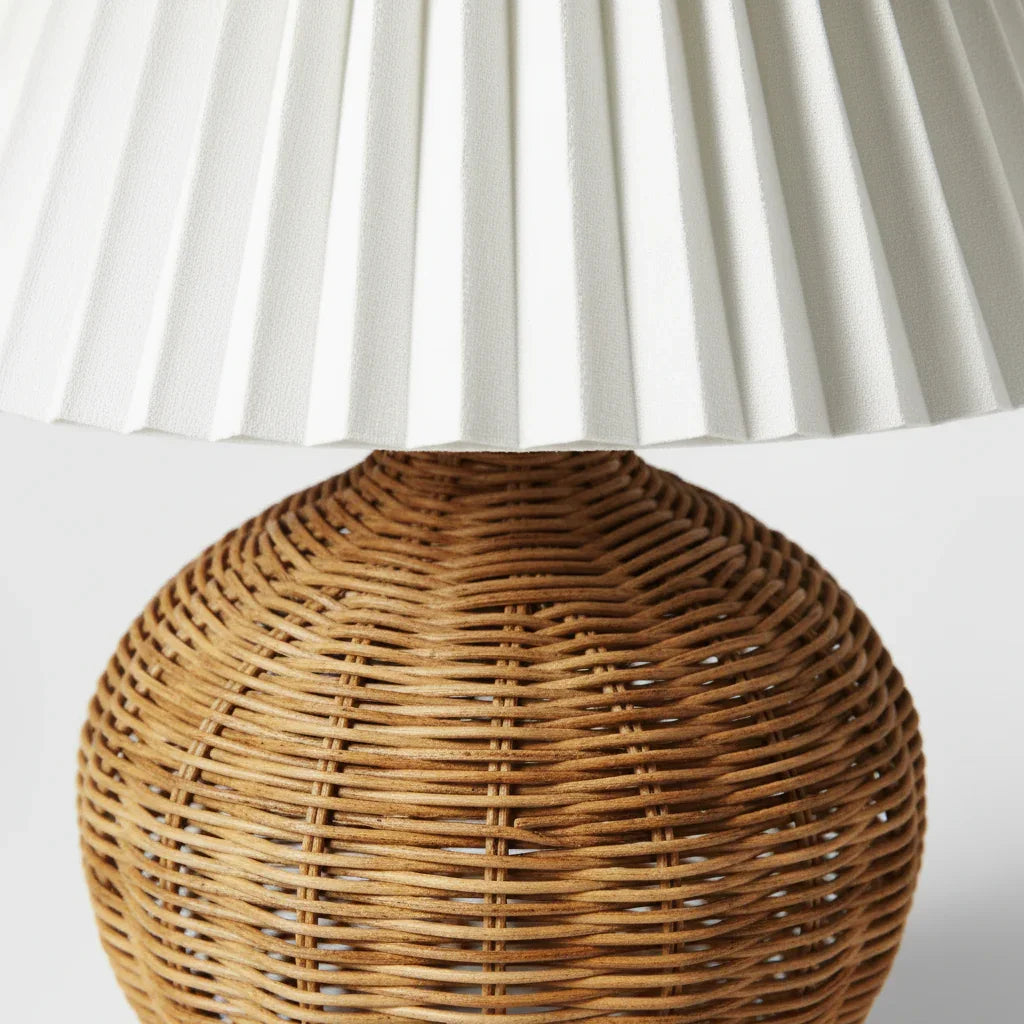 Farmhouse Brown Wicker Accent Table Lamp - IPLUS Lighting