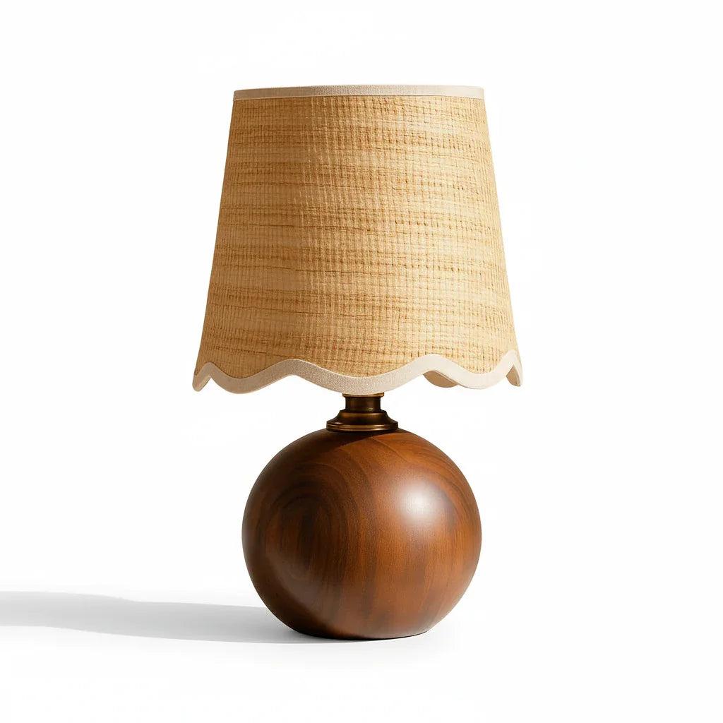 Rustic Wood Base with Linen Shade Table Lamp - IPLUS Lighting