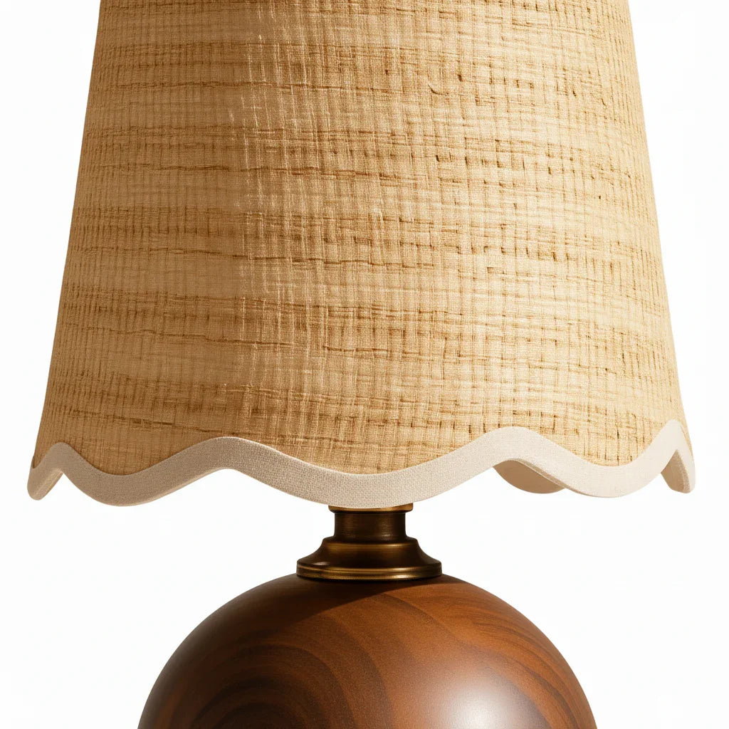 Rustic Wood Base with Linen Shade Table Lamp - IPLUS Lighting