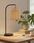 Brown Rattan 1 Light Table Lamp with Metal Base