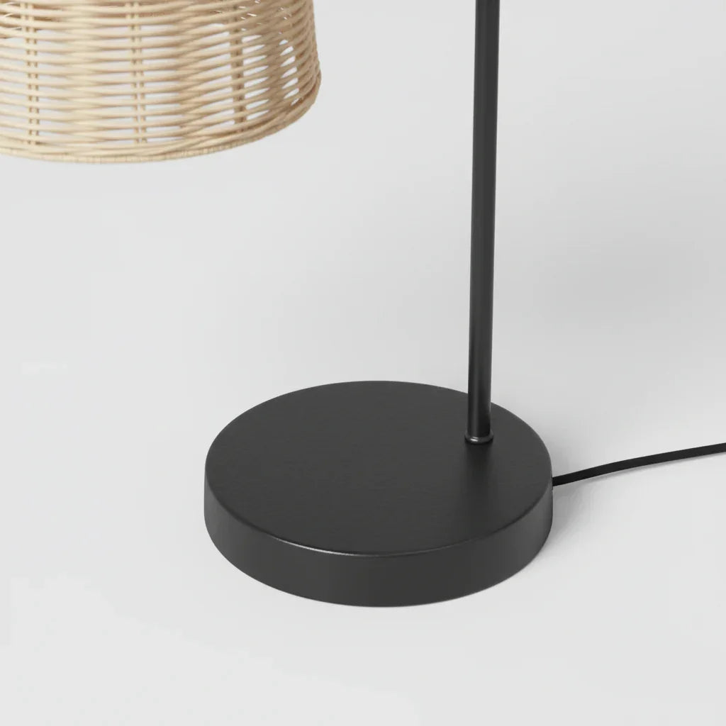 Brown Rattan 1 Light Table Lamp with Metal Base - IPLUS Lighting
