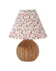 Round 10 Inch Faux Rattan with Pleated Floral Shade Table Lamp