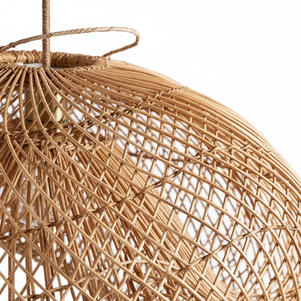 24 Inch Sepherina Modern Handcrafted Rattan Pendant Light - IPLUS Lighting