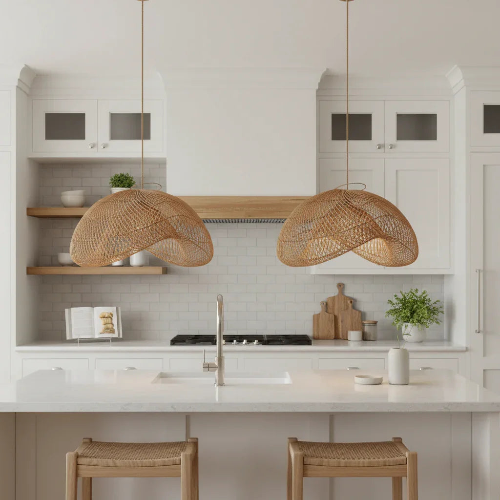 24 Inch Sepherina Modern Handcrafted Rattan Pendant Light - IPLUS Lighting