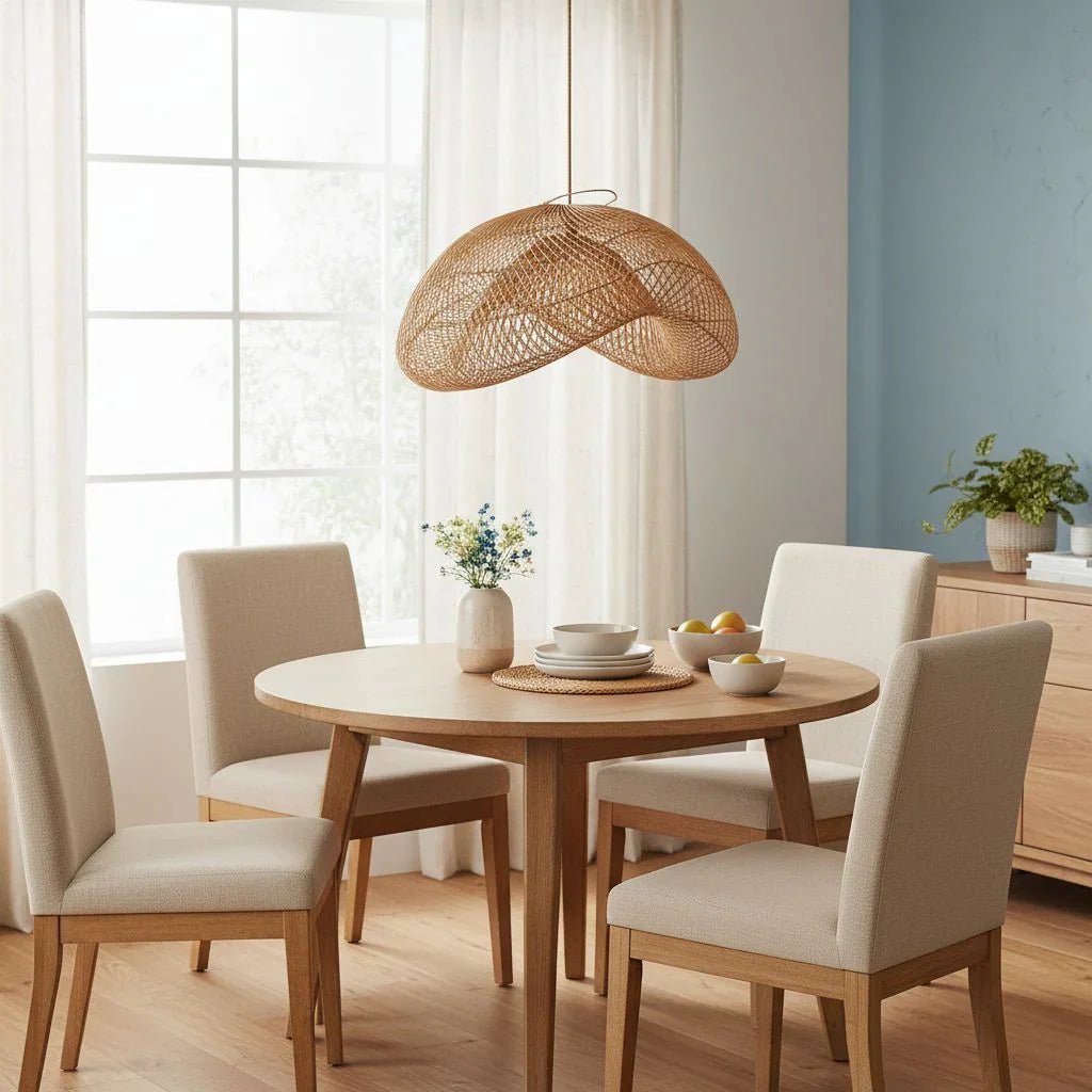 24 Inch Sepherina Modern Handcrafted Rattan Pendant Light - IPLUS Lighting