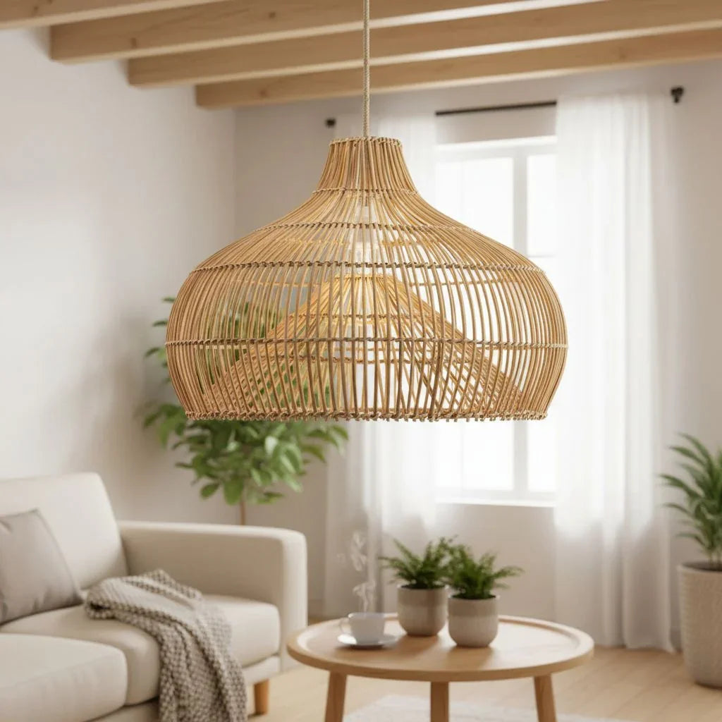 Oceania Cone Rattan Pendant Light - IPLUS Lighting