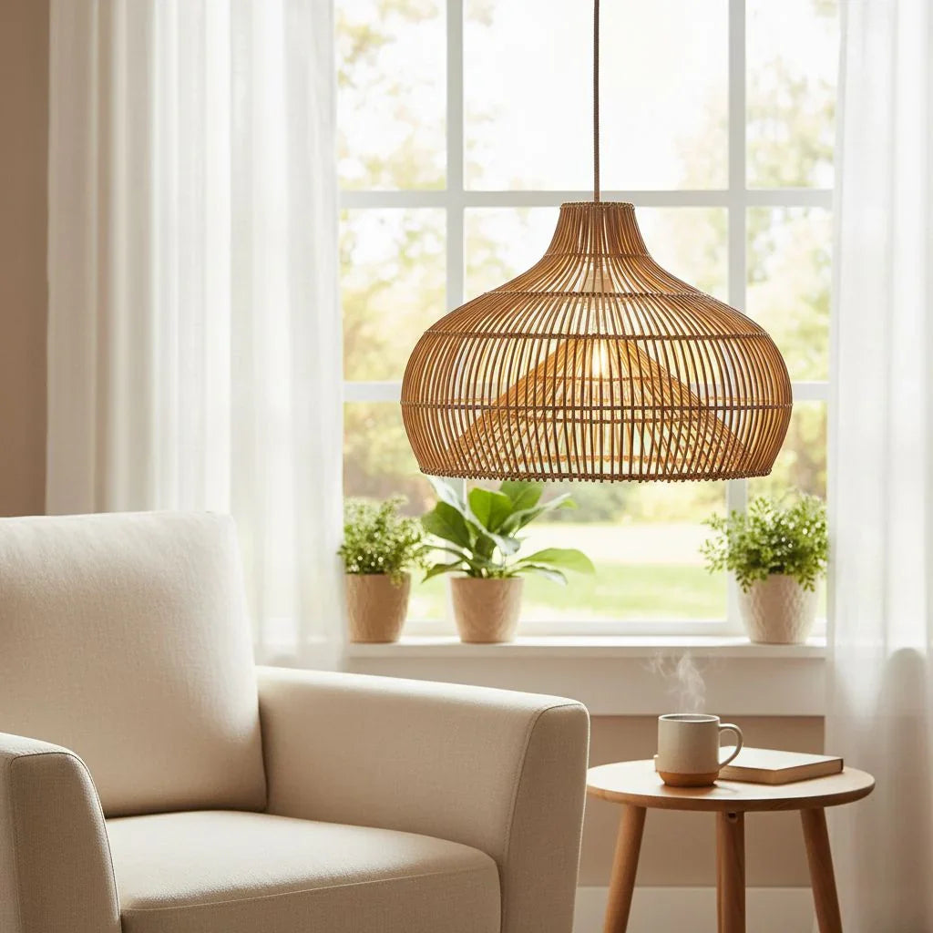 Oceania Cone Rattan Pendant Light - IPLUS Lighting