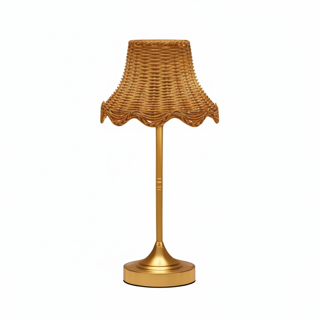 Boho Handmade Rattan Rechargeable Table Lamp