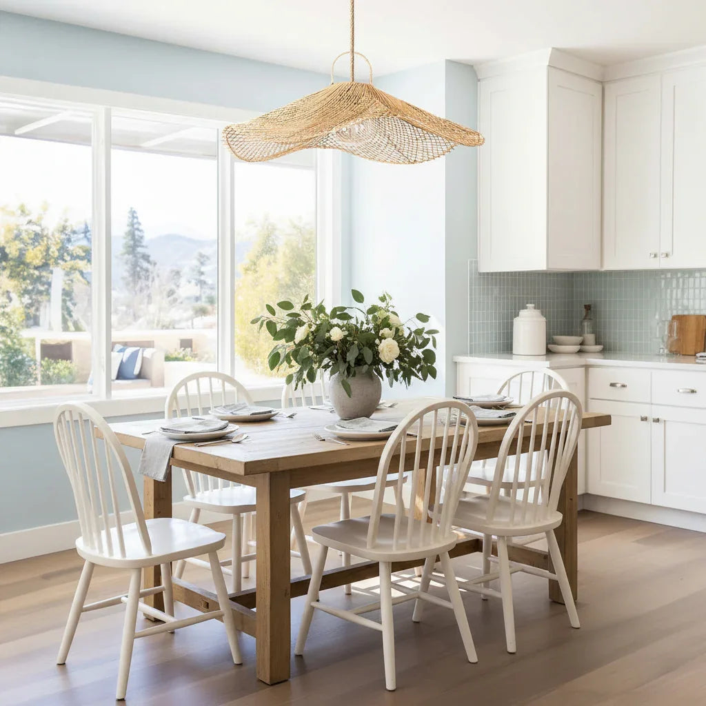 Lotus Modern Boho Handwoven Natural Rattan Pendant Light - IPLUS Lighting