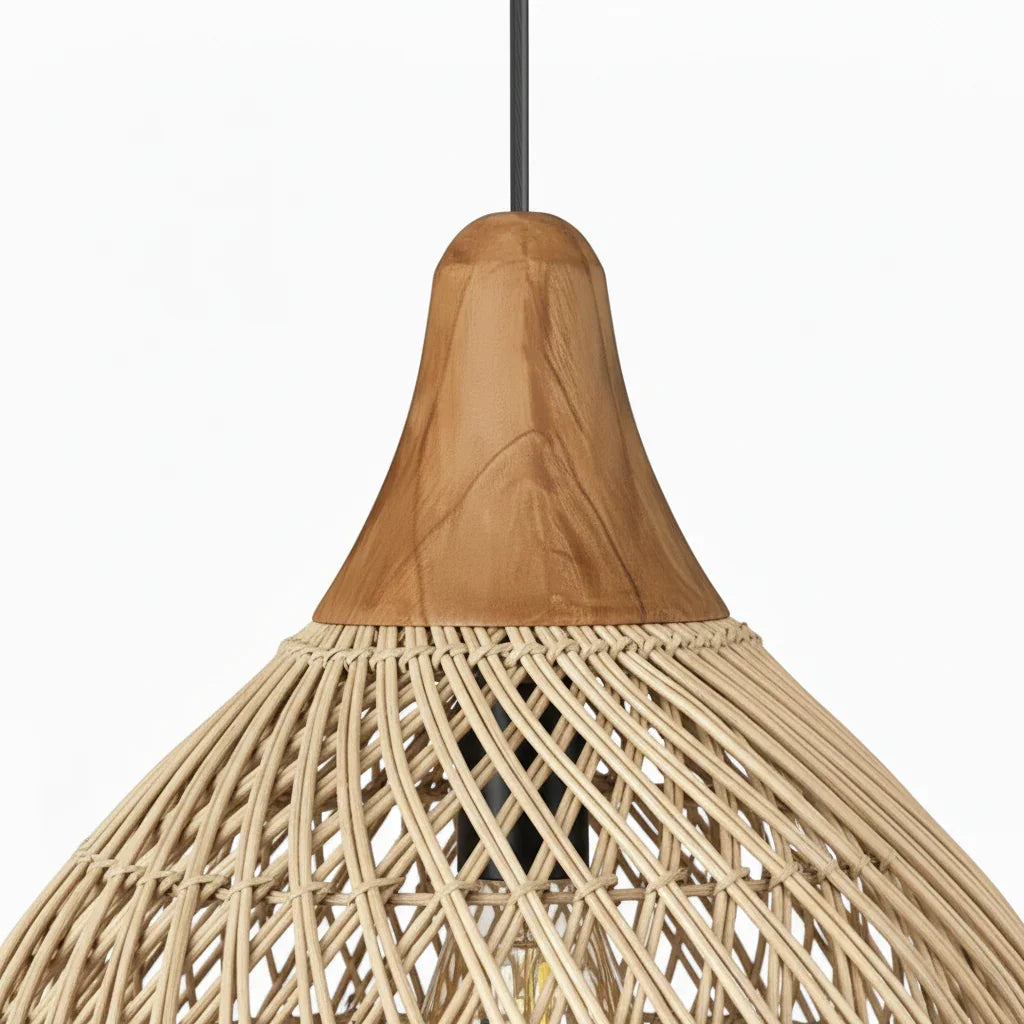 15.7 Inch Sepherina Modern Artisan-Crafted Rattan Pendant Light - IPLUS Lighting