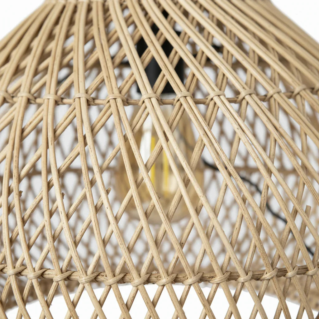 15.7 Inch Sepherina Modern Artisan-Crafted Rattan Pendant Light - IPLUS Lighting