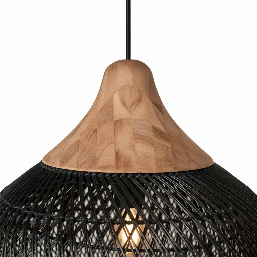15.7 Inch Sepherina Modern Artisan-Crafted Rattan Pendant Light - IPLUS Lighting