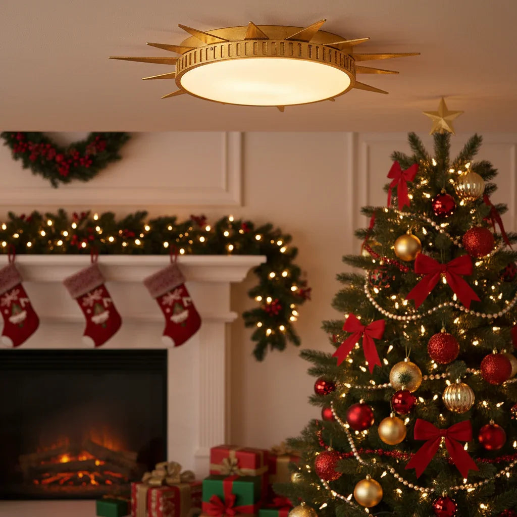 Dana Golden Sunburst 25 Inch LED Flush Mount Ceiling Light - IPLUS Lighting