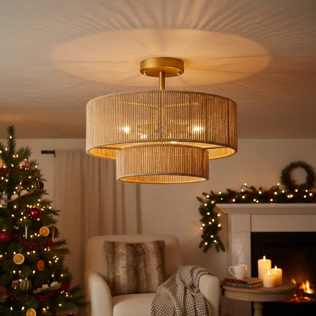 Traditional 3-Light Farmhouse Wabi Sabi Flush Mount Ceiling Light - IPLUS Lighting