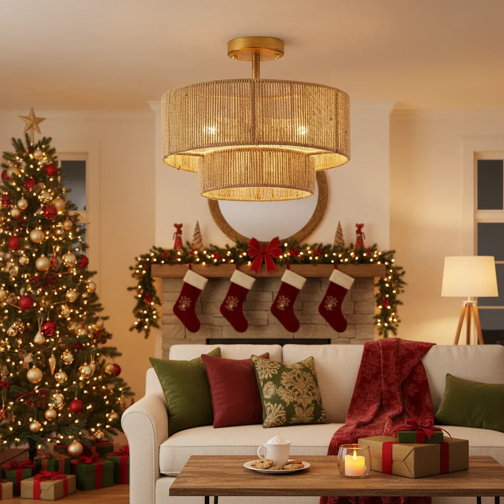 Traditional 3-Light Farmhouse Wabi Sabi Flush Mount Ceiling Light - IPLUS Lighting