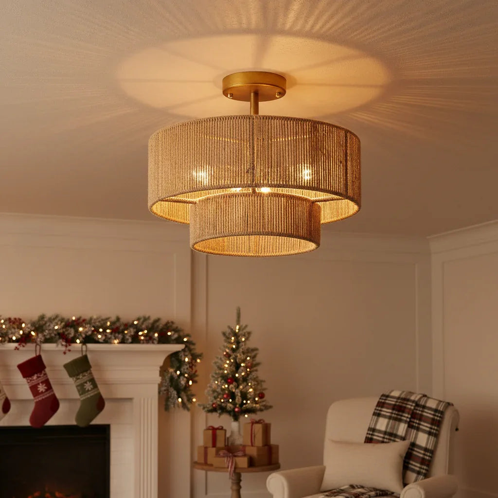 Traditional 3-Light Farmhouse Wabi Sabi Flush Mount Ceiling Light - IPLUS Lighting