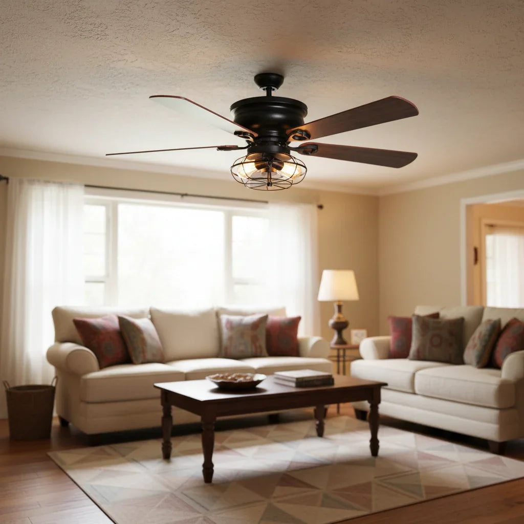 48" Ummuhan Industrial Ceiling Fan with Lighting - IPLUS Lighting