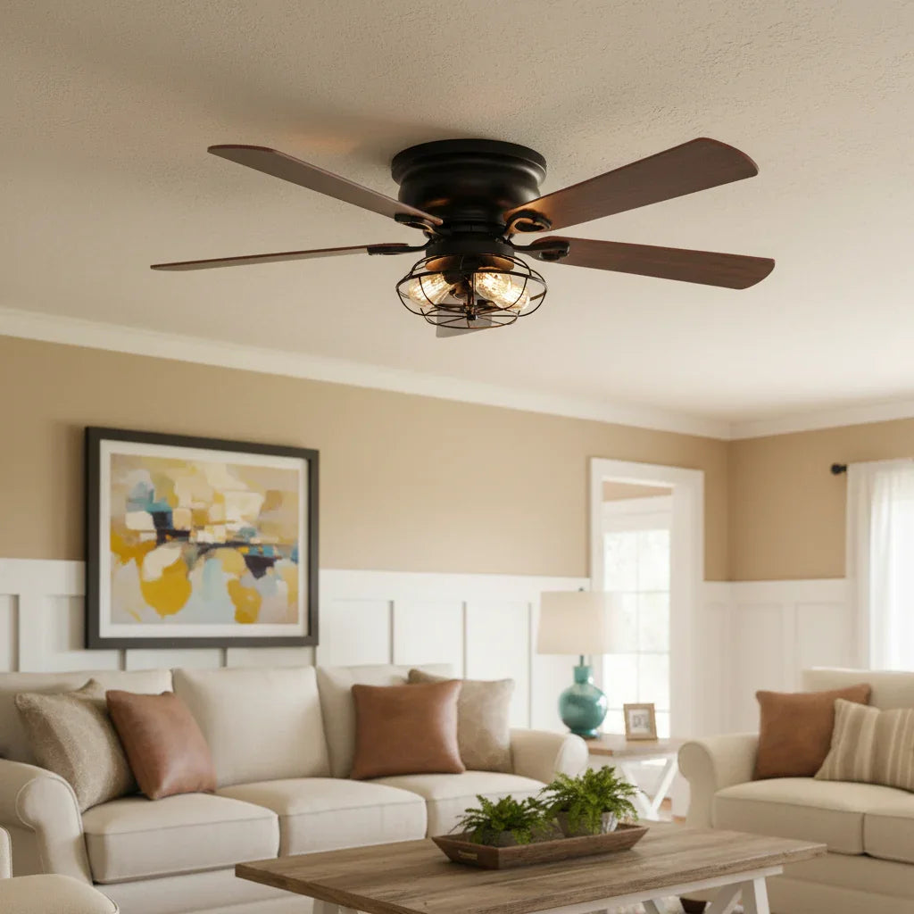 48" Ummuhan Industrial Ceiling Fan with Lighting - IPLUS Lighting