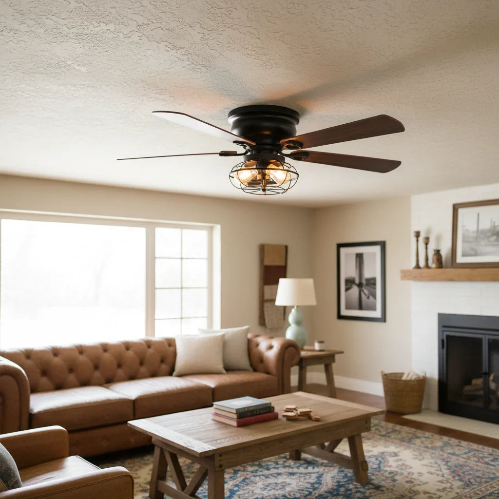 48" Ummuhan Industrial Ceiling Fan with Lighting - IPLUS Lighting