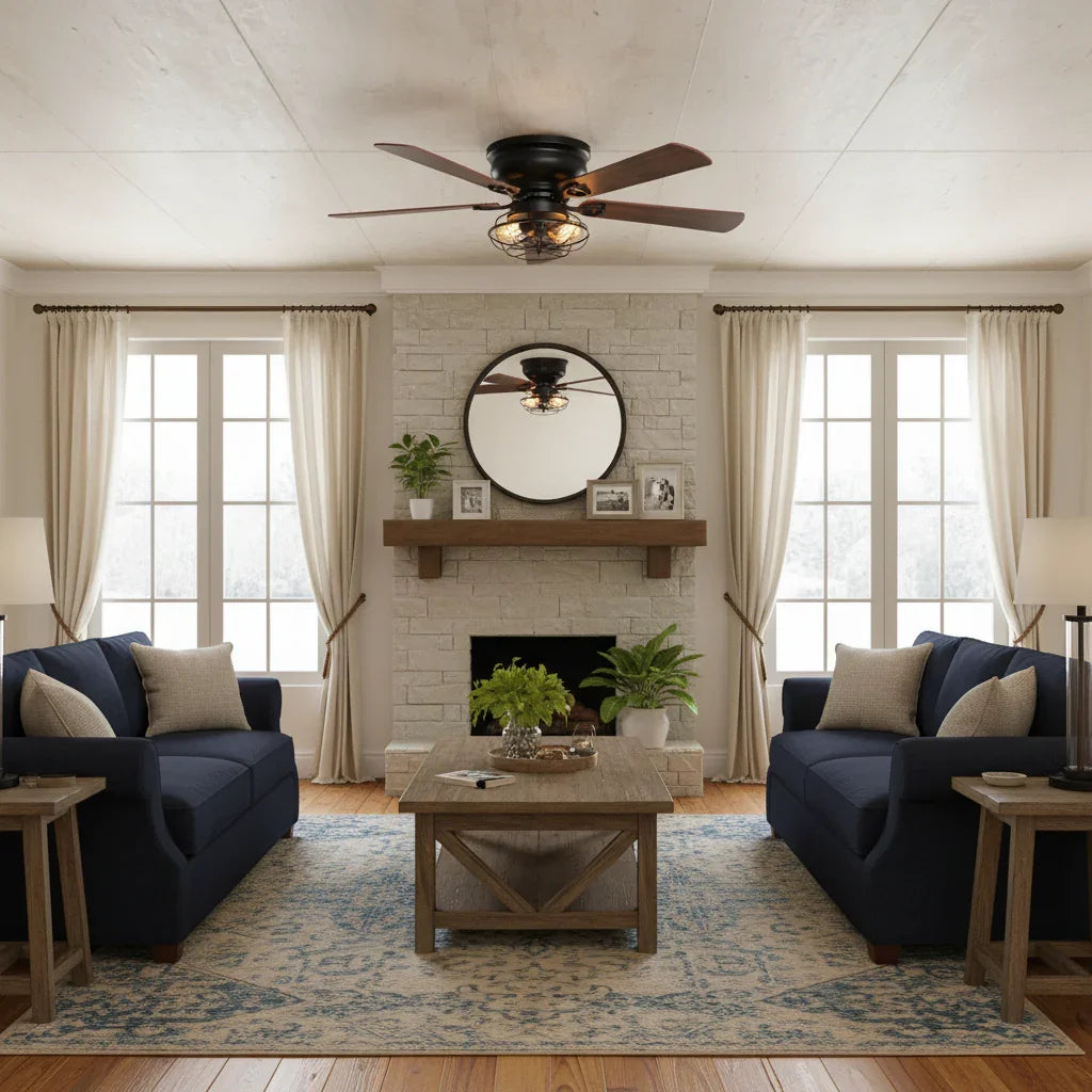 48" Ummuhan Industrial Ceiling Fan with Lighting - IPLUS Lighting