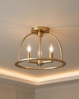 Abbott 3 Light Vibrant Gold Semi Flush Mount - IPLUS Lighting