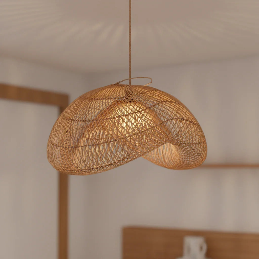 24 Inch Sepherina Modern Handcrafted Rattan Pendant Light - IPLUS Lighting